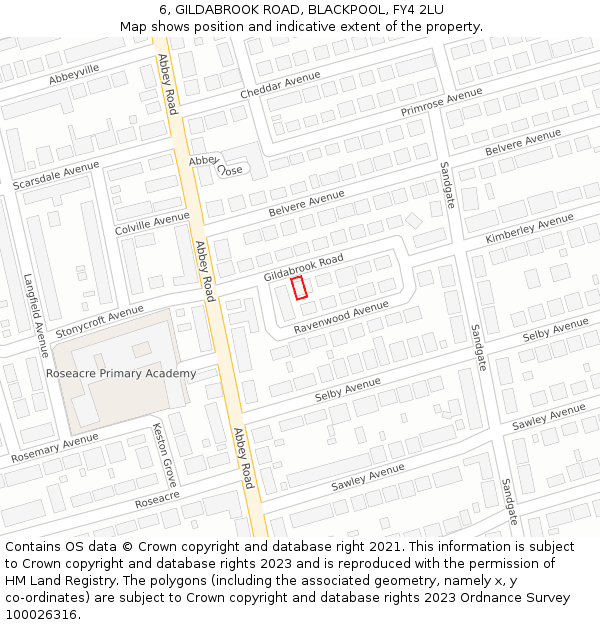 6, GILDABROOK ROAD, BLACKPOOL, FY4 2LU: Location map and indicative extent of plot