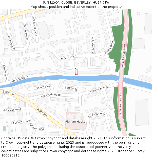 6, GILLYON CLOSE, BEVERLEY, HU17 0TW: Location map and indicative extent of plot