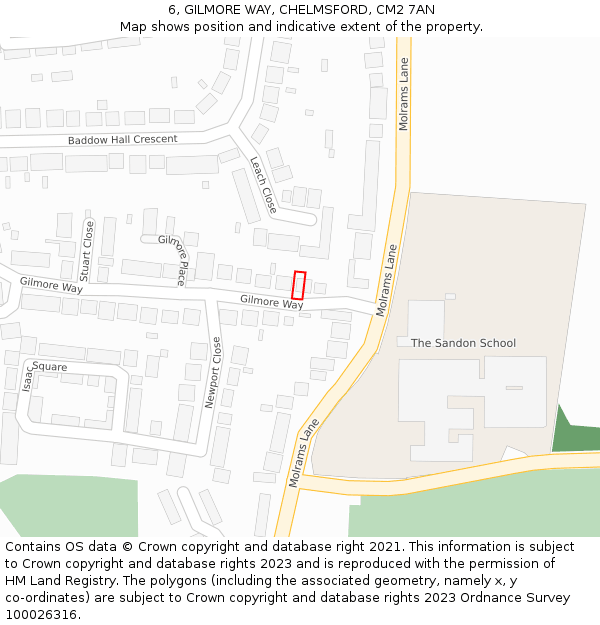 6, GILMORE WAY, CHELMSFORD, CM2 7AN: Location map and indicative extent of plot