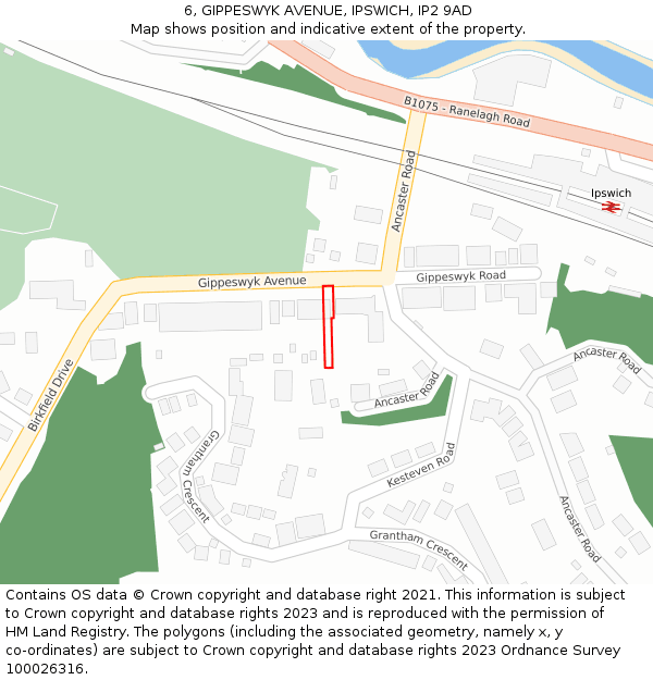 6, GIPPESWYK AVENUE, IPSWICH, IP2 9AD: Location map and indicative extent of plot