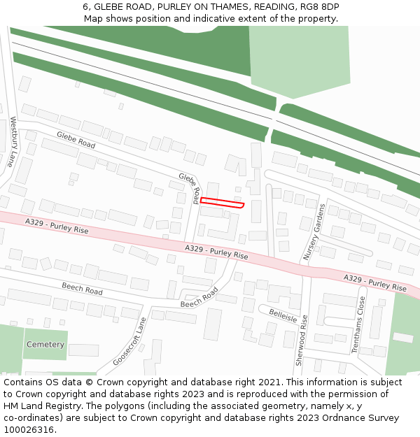 6, GLEBE ROAD, PURLEY ON THAMES, READING, RG8 8DP: Location map and indicative extent of plot