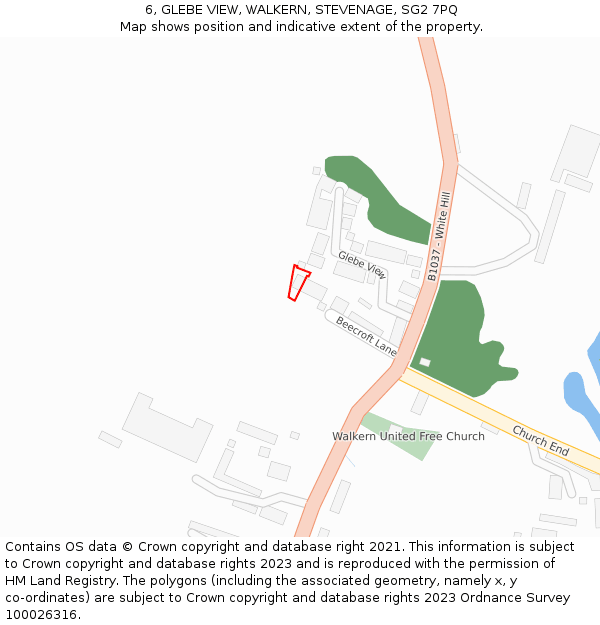 6, GLEBE VIEW, WALKERN, STEVENAGE, SG2 7PQ: Location map and indicative extent of plot