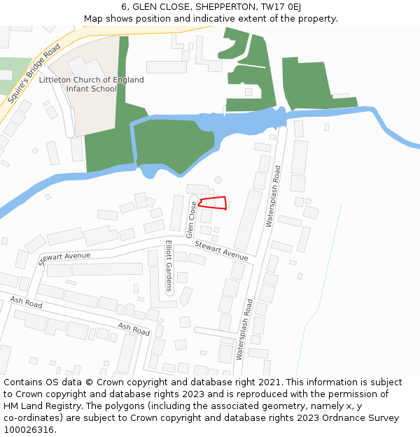 6, GLEN CLOSE, SHEPPERTON, TW17 0EJ: Location map and indicative extent of plot