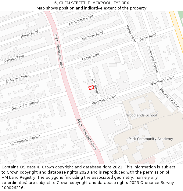 6, GLEN STREET, BLACKPOOL, FY3 9EX: Location map and indicative extent of plot