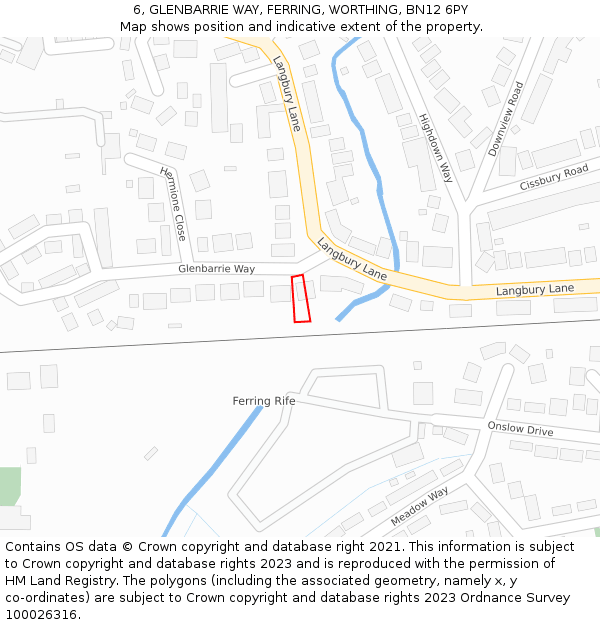 6, GLENBARRIE WAY, FERRING, WORTHING, BN12 6PY: Location map and indicative extent of plot