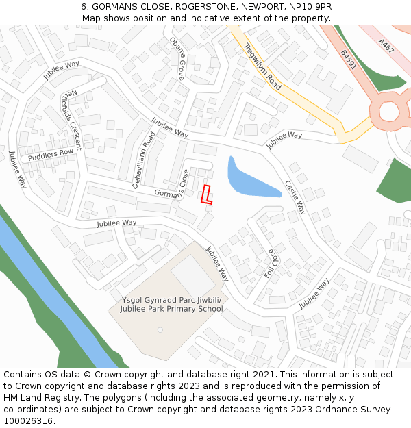 6, GORMANS CLOSE, ROGERSTONE, NEWPORT, NP10 9PR: Location map and indicative extent of plot