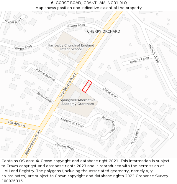 6, GORSE ROAD, GRANTHAM, NG31 9LQ: Location map and indicative extent of plot