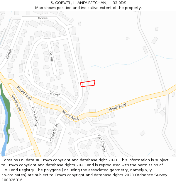 6, GORWEL, LLANFAIRFECHAN, LL33 0DS: Location map and indicative extent of plot