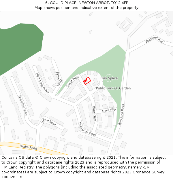 6, GOULD PLACE, NEWTON ABBOT, TQ12 4FP: Location map and indicative extent of plot