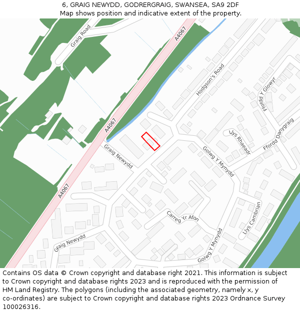 6, GRAIG NEWYDD, GODRERGRAIG, SWANSEA, SA9 2DF: Location map and indicative extent of plot