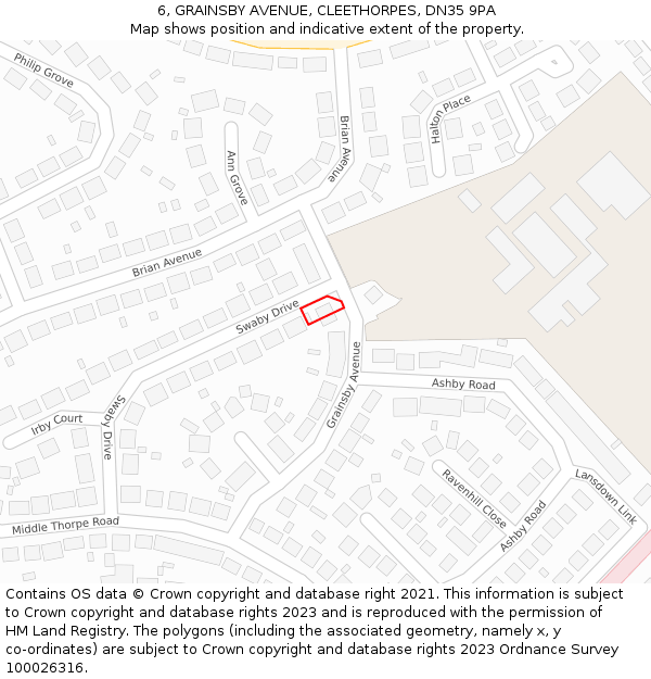 6, GRAINSBY AVENUE, CLEETHORPES, DN35 9PA: Location map and indicative extent of plot