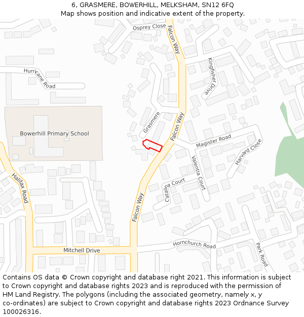 6, GRASMERE, BOWERHILL, MELKSHAM, SN12 6FQ: Location map and indicative extent of plot