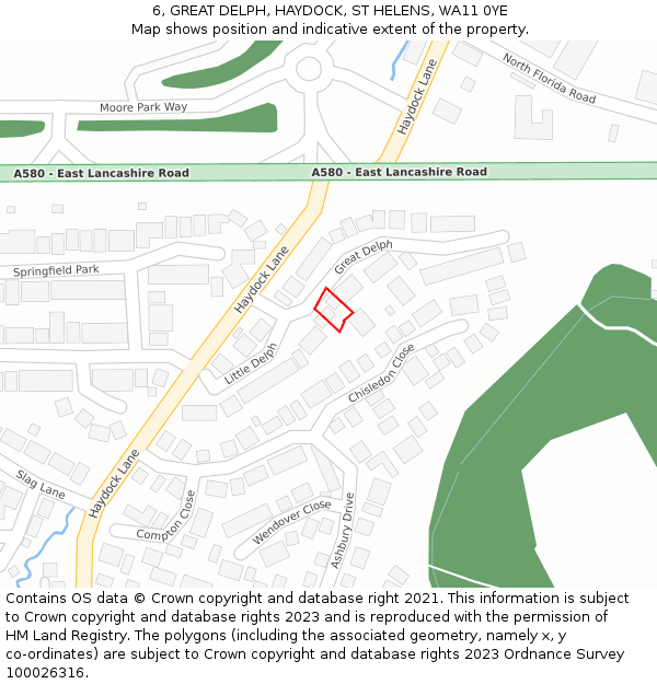 6, GREAT DELPH, HAYDOCK, ST HELENS, WA11 0YE: Location map and indicative extent of plot