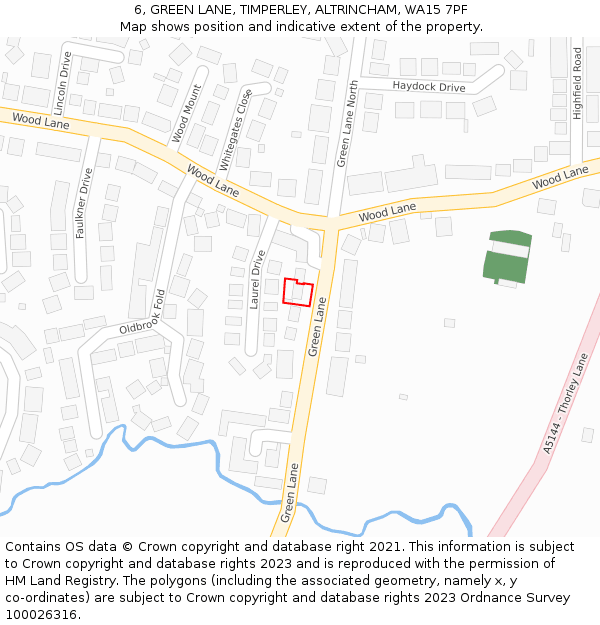 6, GREEN LANE, TIMPERLEY, ALTRINCHAM, WA15 7PF: Location map and indicative extent of plot