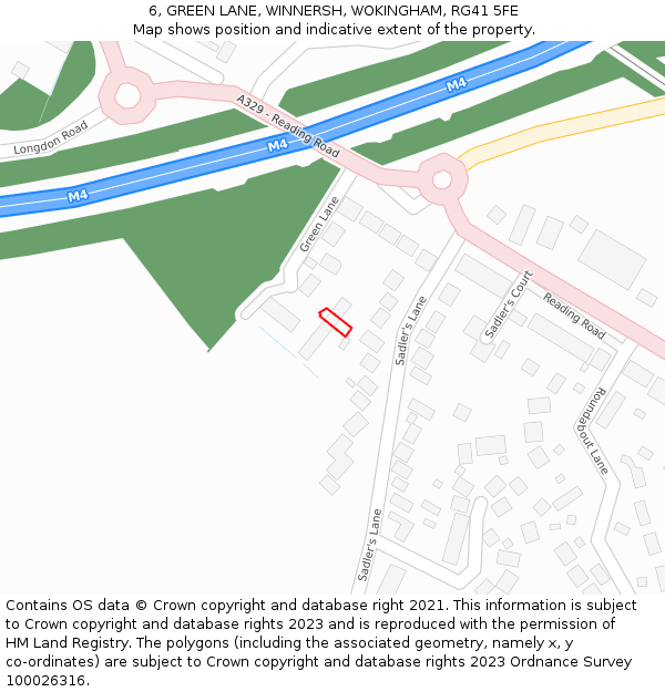 6, GREEN LANE, WINNERSH, WOKINGHAM, RG41 5FE: Location map and indicative extent of plot