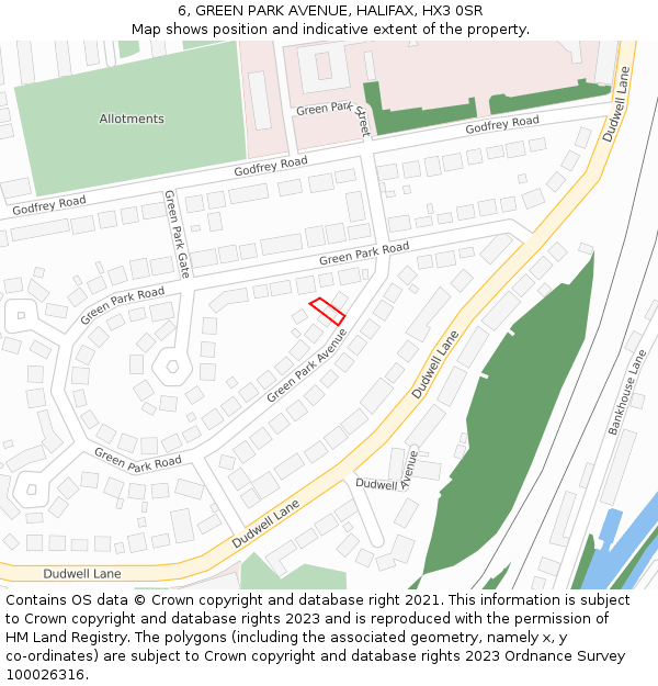 6, GREEN PARK AVENUE, HALIFAX, HX3 0SR: Location map and indicative extent of plot