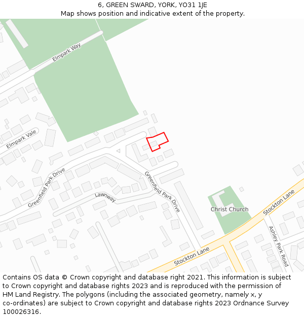 6, GREEN SWARD, YORK, YO31 1JE: Location map and indicative extent of plot