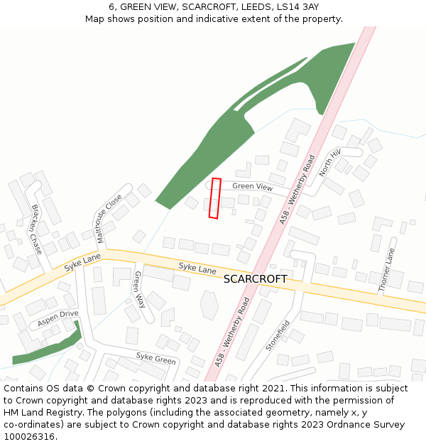 6, GREEN VIEW, SCARCROFT, LEEDS, LS14 3AY: Location map and indicative extent of plot