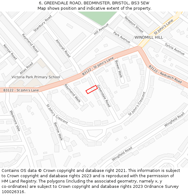 6, GREENDALE ROAD, BEDMINSTER, BRISTOL, BS3 5EW: Location map and indicative extent of plot