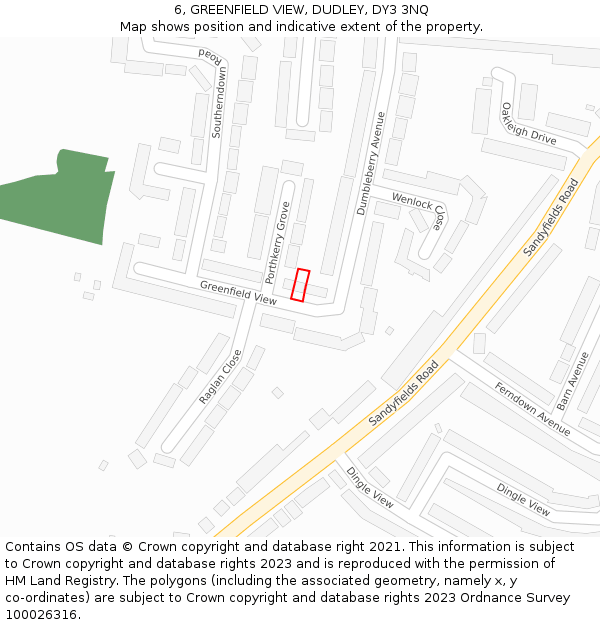 6, GREENFIELD VIEW, DUDLEY, DY3 3NQ: Location map and indicative extent of plot