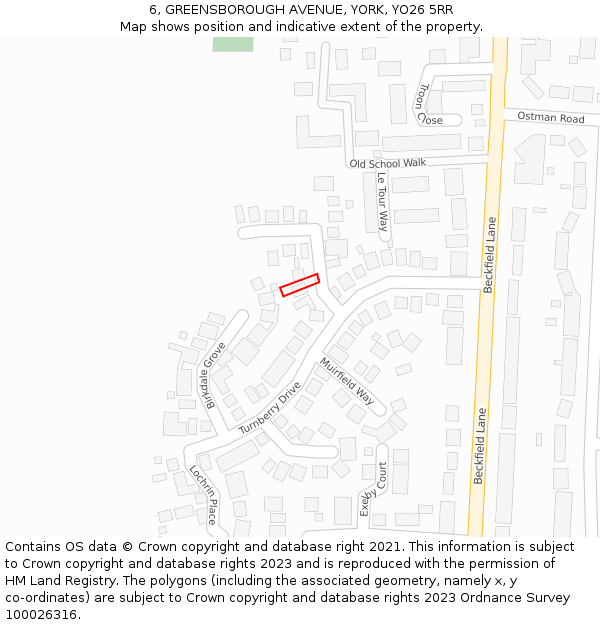 6, GREENSBOROUGH AVENUE, YORK, YO26 5RR: Location map and indicative extent of plot