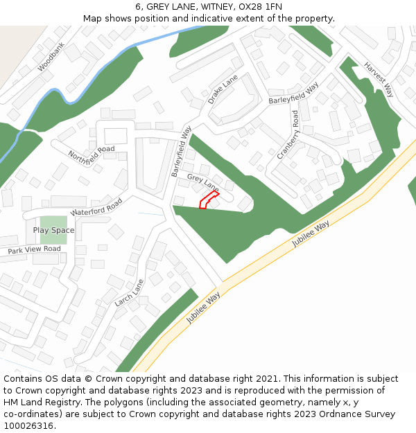 6, GREY LANE, WITNEY, OX28 1FN: Location map and indicative extent of plot