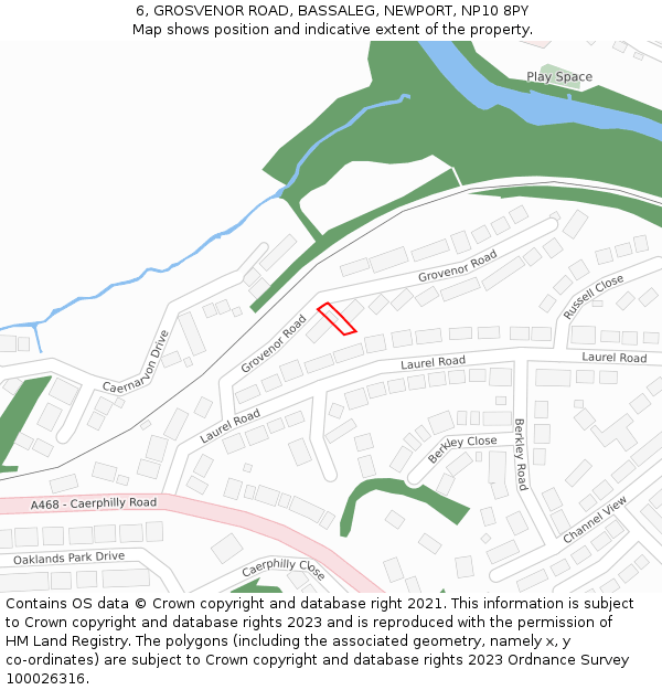6, GROSVENOR ROAD, BASSALEG, NEWPORT, NP10 8PY: Location map and indicative extent of plot