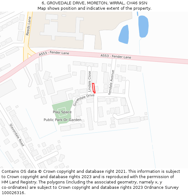 6, GROVEDALE DRIVE, MORETON, WIRRAL, CH46 9SN: Location map and indicative extent of plot