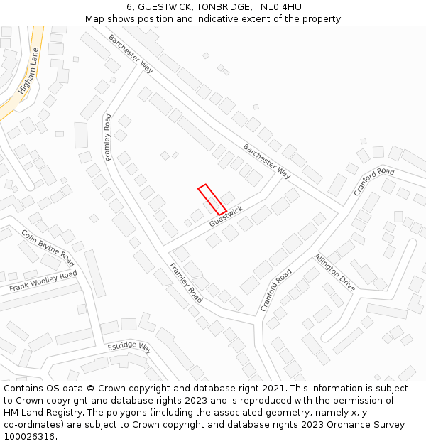 6, GUESTWICK, TONBRIDGE, TN10 4HU: Location map and indicative extent of plot