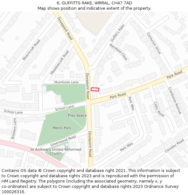 6, GUFFITTS RAKE, WIRRAL, CH47 7AD: Location map and indicative extent of plot