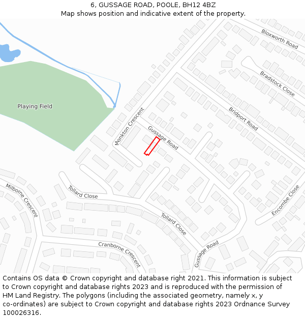 6, GUSSAGE ROAD, POOLE, BH12 4BZ: Location map and indicative extent of plot