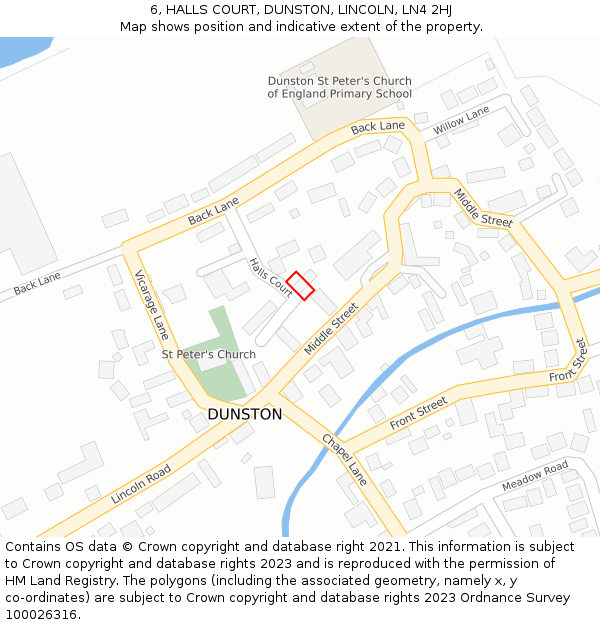 6, HALLS COURT, DUNSTON, LINCOLN, LN4 2HJ: Location map and indicative extent of plot