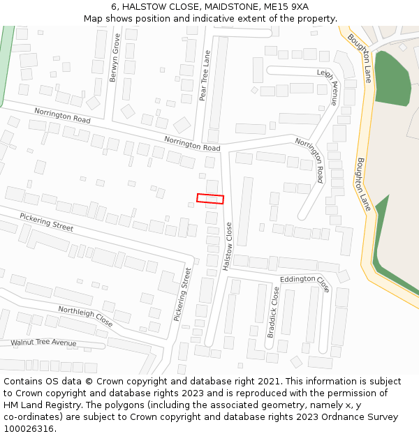 6, HALSTOW CLOSE, MAIDSTONE, ME15 9XA: Location map and indicative extent of plot