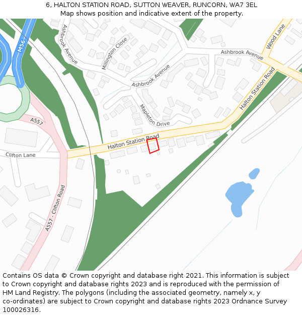 6, HALTON STATION ROAD, SUTTON WEAVER, RUNCORN, WA7 3EL: Location map and indicative extent of plot