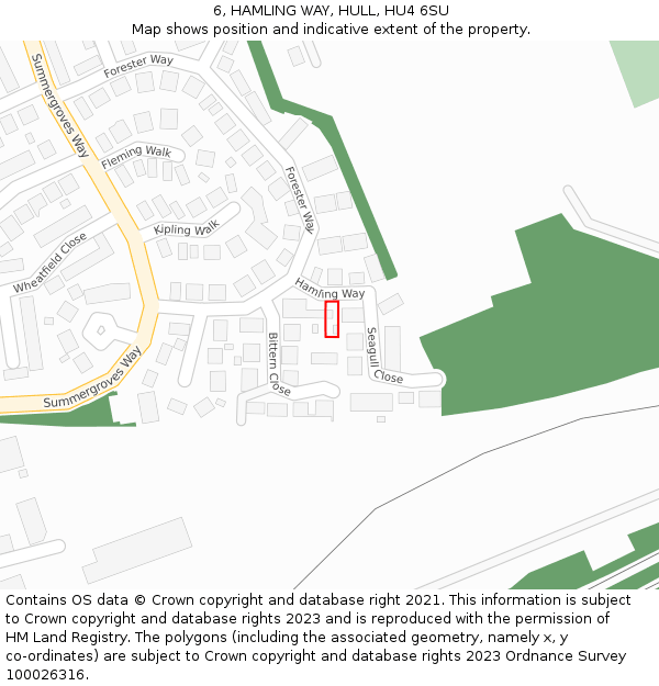 6, HAMLING WAY, HULL, HU4 6SU: Location map and indicative extent of plot