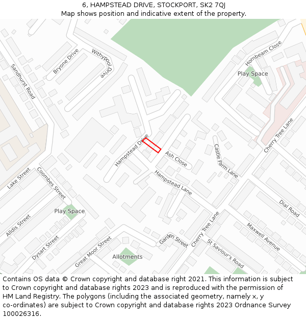 6, HAMPSTEAD DRIVE, STOCKPORT, SK2 7QJ: Location map and indicative extent of plot