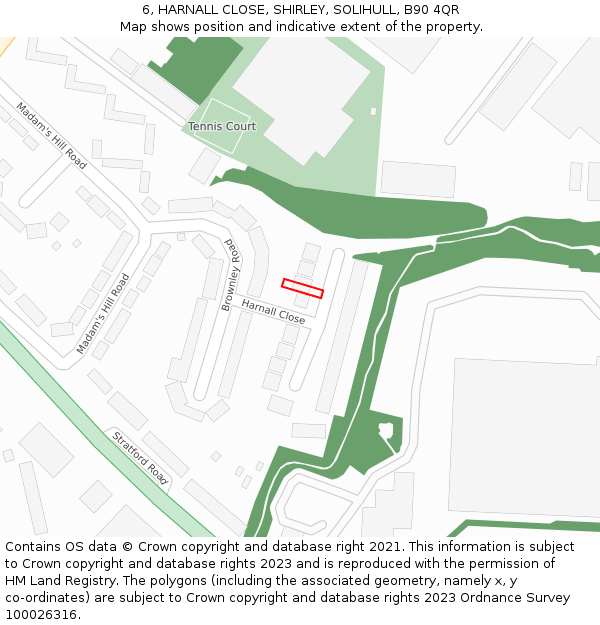 6, HARNALL CLOSE, SHIRLEY, SOLIHULL, B90 4QR: Location map and indicative extent of plot