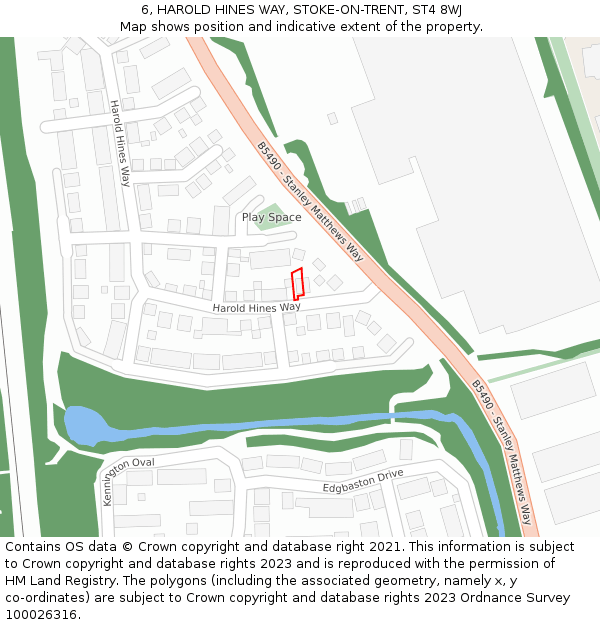 6, HAROLD HINES WAY, STOKE-ON-TRENT, ST4 8WJ: Location map and indicative extent of plot