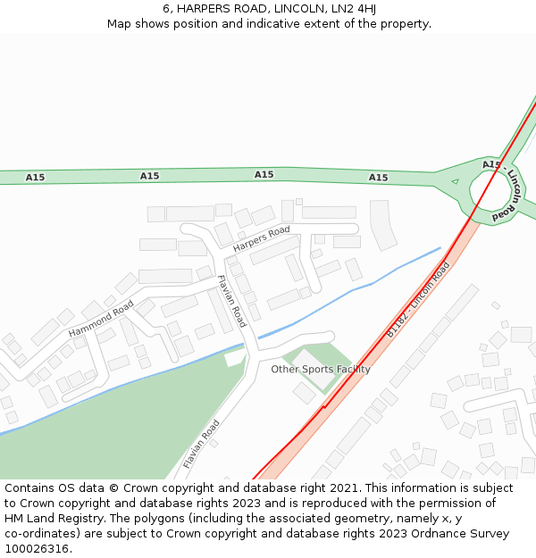 6, HARPERS ROAD, LINCOLN, LN2 4HJ: Location map and indicative extent of plot