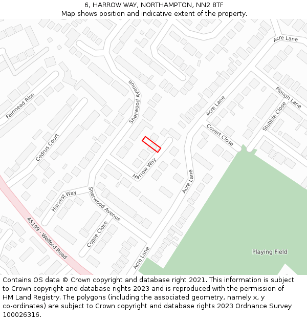 6, HARROW WAY, NORTHAMPTON, NN2 8TF: Location map and indicative extent of plot