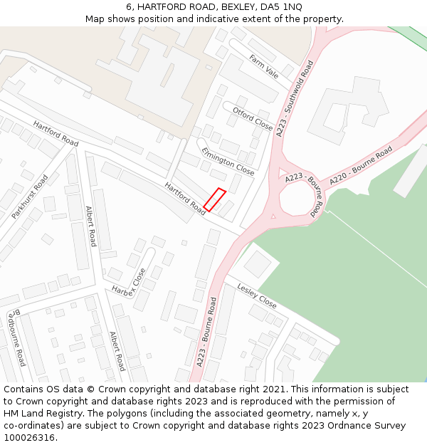 6, HARTFORD ROAD, BEXLEY, DA5 1NQ: Location map and indicative extent of plot