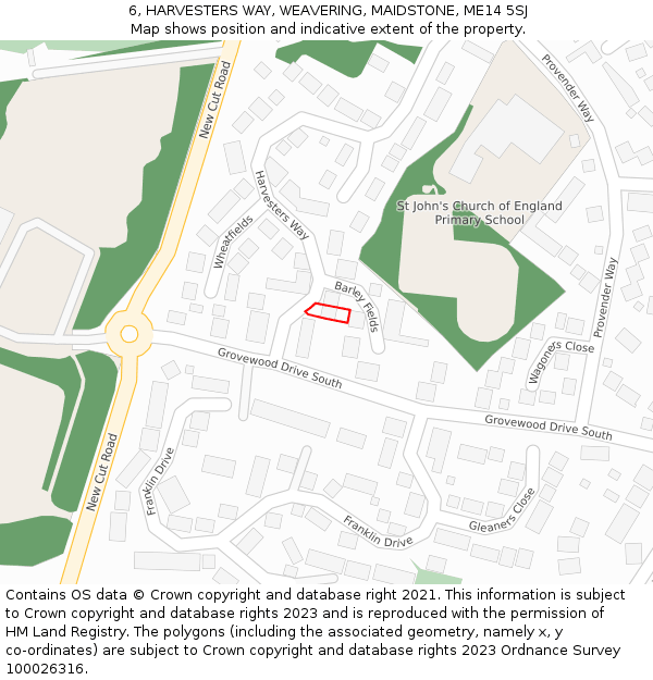 6, HARVESTERS WAY, WEAVERING, MAIDSTONE, ME14 5SJ: Location map and indicative extent of plot