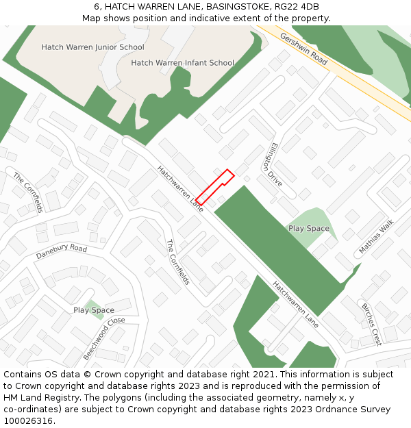 6, HATCH WARREN LANE, BASINGSTOKE, RG22 4DB: Location map and indicative extent of plot