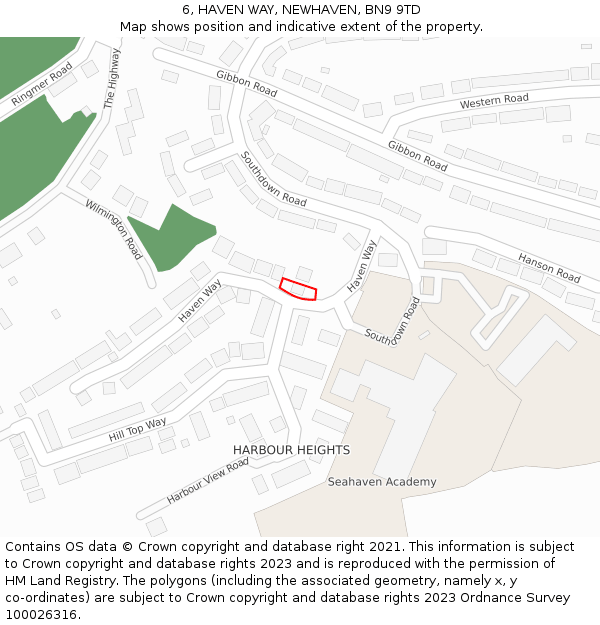 6, HAVEN WAY, NEWHAVEN, BN9 9TD: Location map and indicative extent of plot