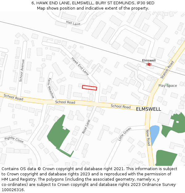 6, HAWK END LANE, ELMSWELL, BURY ST EDMUNDS, IP30 9ED: Location map and indicative extent of plot