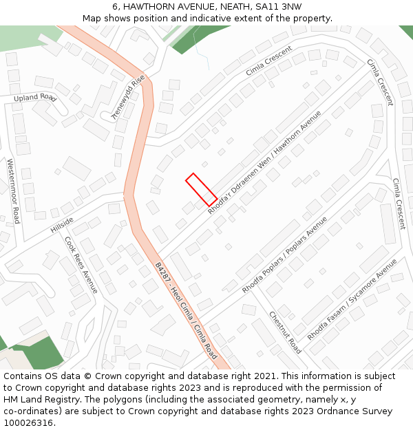 6, HAWTHORN AVENUE, NEATH, SA11 3NW: Location map and indicative extent of plot