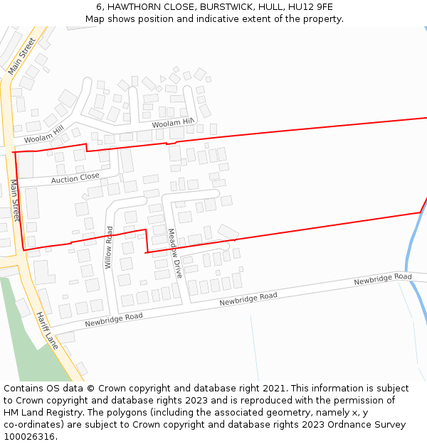 6, HAWTHORN CLOSE, BURSTWICK, HULL, HU12 9FE: Location map and indicative extent of plot