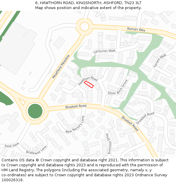 6, HAWTHORN ROAD, KINGSNORTH, ASHFORD, TN23 3LT: Location map and indicative extent of plot