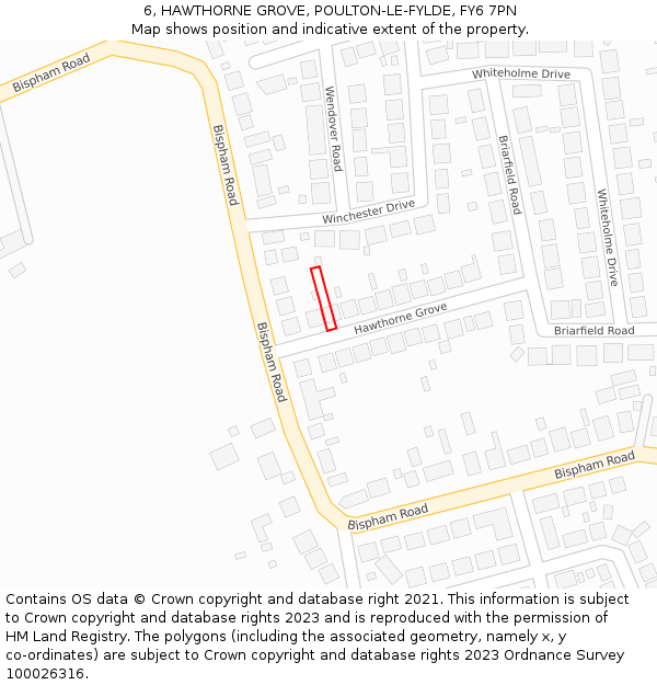 6, HAWTHORNE GROVE, POULTON-LE-FYLDE, FY6 7PN: Location map and indicative extent of plot