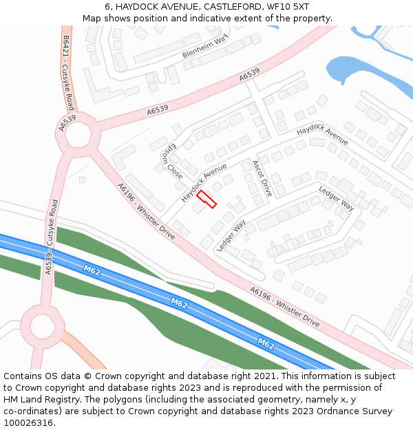 6, HAYDOCK AVENUE, CASTLEFORD, WF10 5XT: Location map and indicative extent of plot